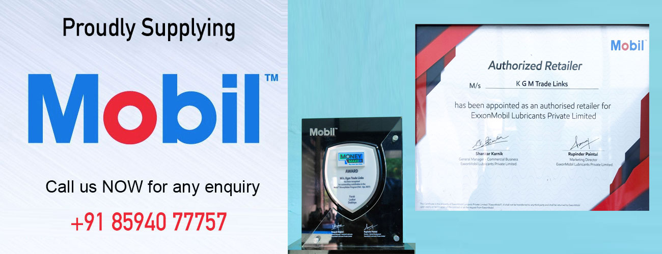KGM Trade Links' Mobil award and its certificate as an authorised retailer for ExxonMobil Lubricants Private Limited